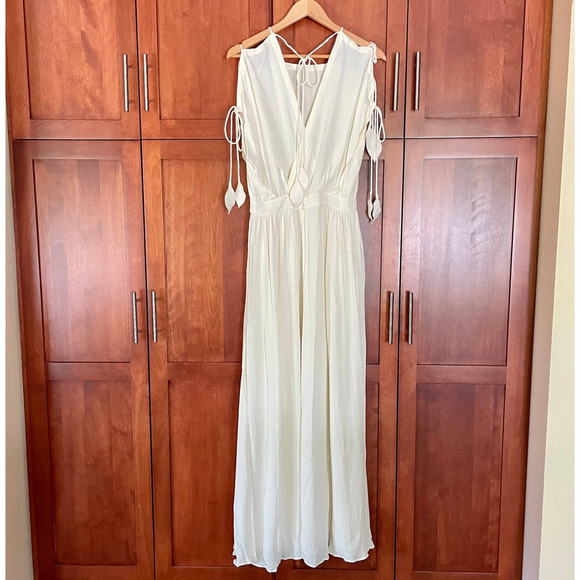 Sold💖NEW Tory Burch Evalene Maxi Dress Crepe Cream Size 6 - Picture 6 of 12